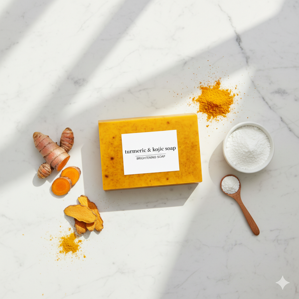 Handmade Turmeric Lemon Kojic Acid Soap – Deep Cleaning Brightening Soap for Face & Body | Natural Skin Care Bar 100g