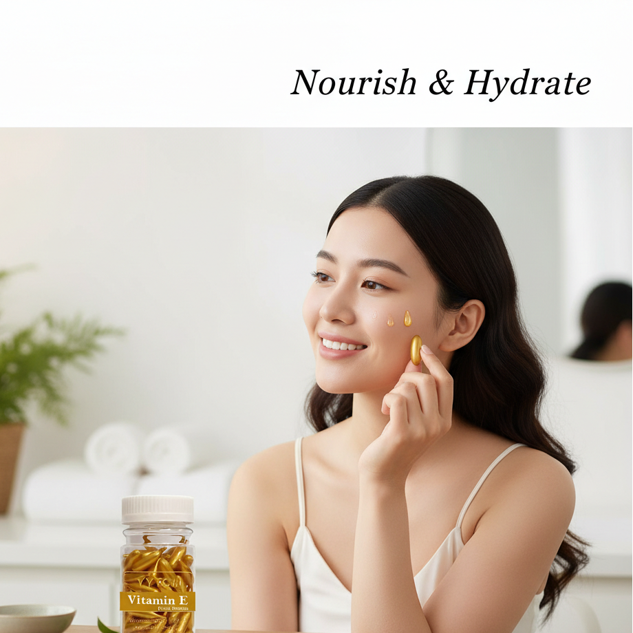 NEW! Vitamin E Facial Serum Capsules – Anti-Dryness, Deep Moisturizing Essence, 90 Single-Use Capsules